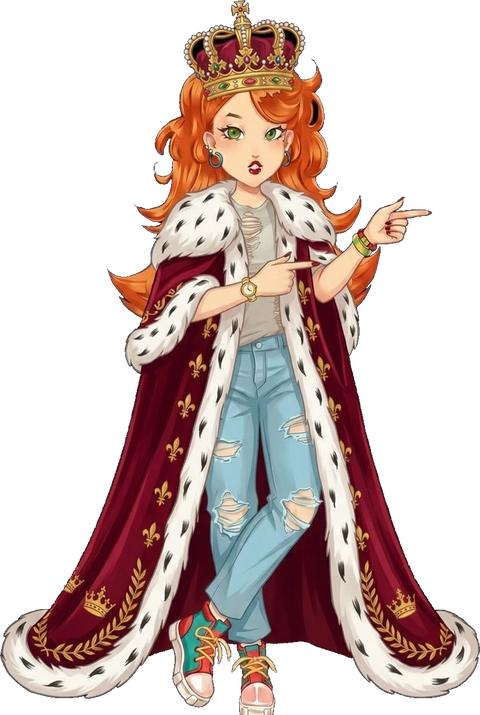 Lia – MakovskaTeam's mascot in a royal robe and crown: content is king
